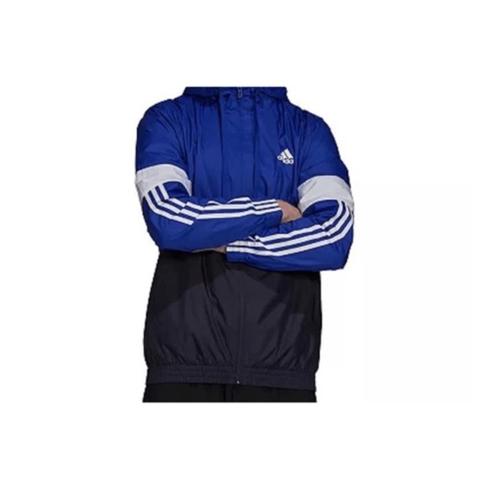 Adidas Primegreen Mens Small‎ Blue Black Colorblock Hooded Windbreaker Jacket